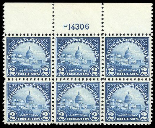 Cost of US Stamp Scott Catalogue #572 - US$2.00 1923 US Capitol Perf 11. Matthew Bennett International, Apr 2008, Sale 326, Lot 513