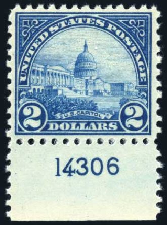 Costs of US Stamp Scott Catalog 572 - US$2.00 1923 US Capitol Perf 11. Harmer-Schau Auction Galleries, Feb 2010, Sale 84, Lot 1643