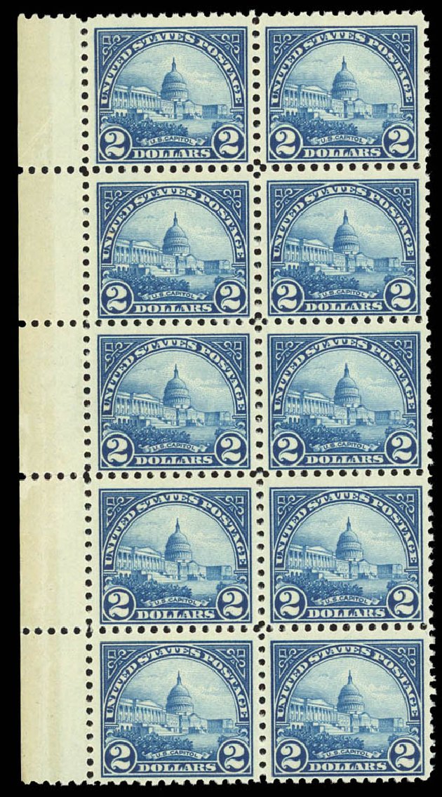 US Stamps Prices Scott Catalog # 572 - 1923 US$2.00 US Capitol Perf 11. Daniel Kelleher Auctions, Apr 2012, Sale 629, Lot 403