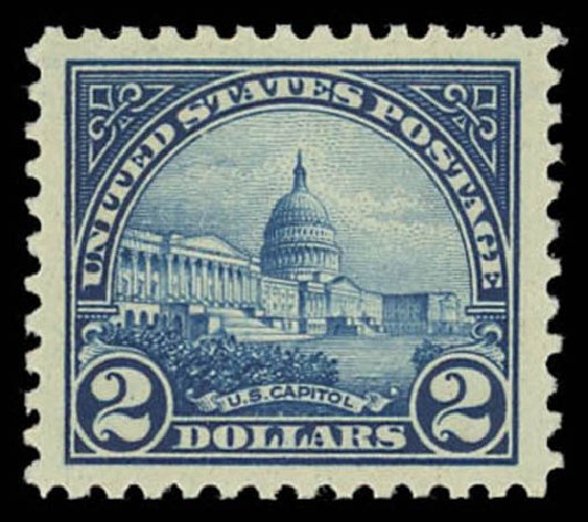 Prices of US Stamps Scott Cat. # 572: 1923 US$2.00 US Capitol Perf 11. Daniel Kelleher Auctions, Oct 2011, Sale 626, Lot 436