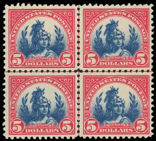 US Stamps Price Scott Catalogue # 573: US$5.00 1923 Freedom Statue Perf 11. Daniel Kelleher Auctions, Jul 2011, Sale 625, Lot 1087