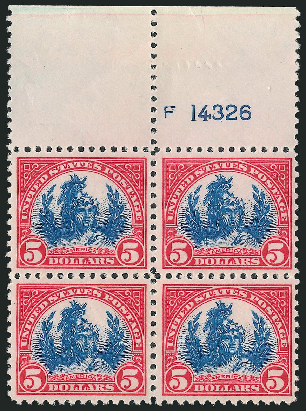 Cost of US Stamp Scott Catalogue 573 - 1923 US$5.00 Freedom Statue Perf 11. Robert Siegel Auction Galleries, Mar 2011, Sale 1007, Lot 2857