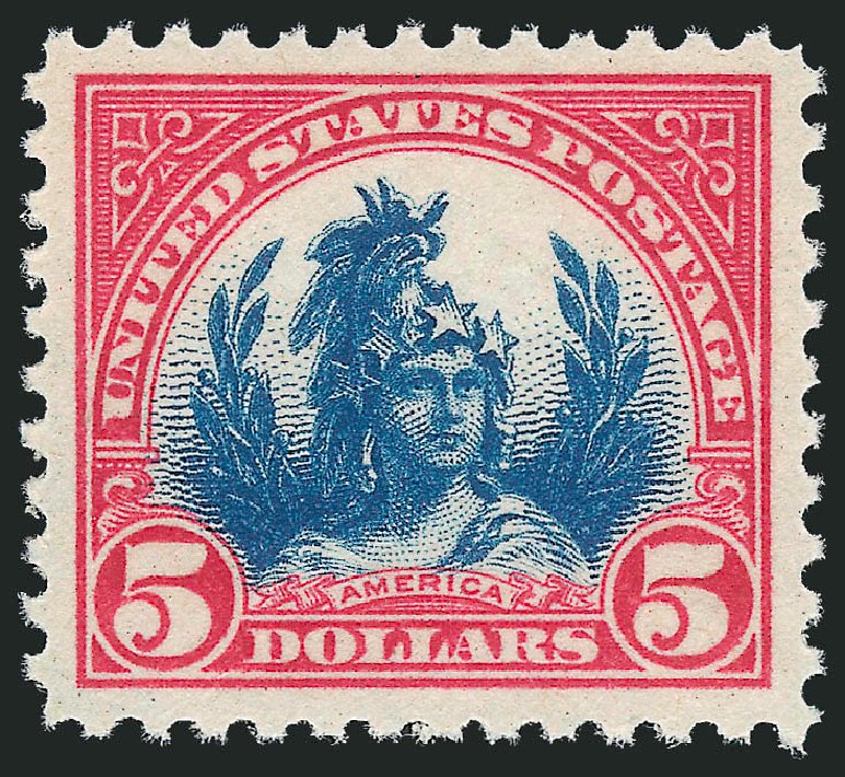 Costs of US Stamp Scott Cat. # 573 - 1923 US$5.00 Freedom Statue Perf 11. Robert Siegel Auction Galleries, Nov 2012, Sale 1034, Lot 497