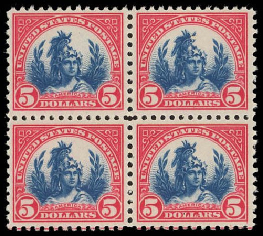Prices of US Stamps Scott Catalog 573 - 1923 US$5.00 Freedom Statue Perf 11. Daniel Kelleher Auctions, Jul 2011, Sale 625, Lot 1088