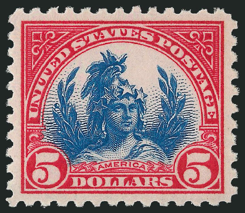 US Stamp Values Scott Cat. 573: 1923 US$5.00 Freedom Statue Perf 11. Robert Siegel Auction Galleries, Oct 2011, Sale 1014, Lot 2068
