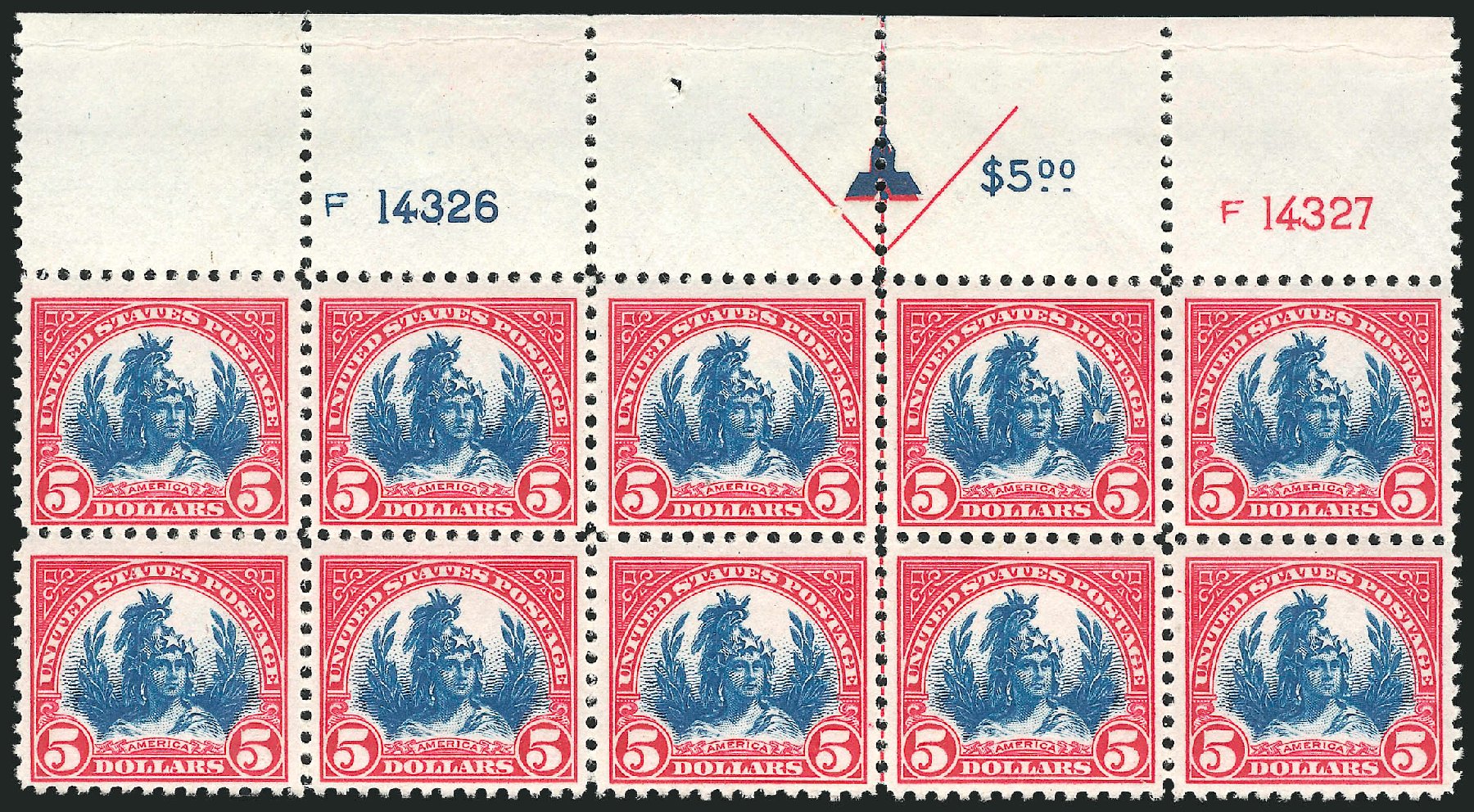 Prices of US Stamps Scott Catalog # 573: US$5.00 1923 Freedom Statue Perf 11. Robert Siegel Auction Galleries, Mar 2013, Sale 1040, Lot 1988