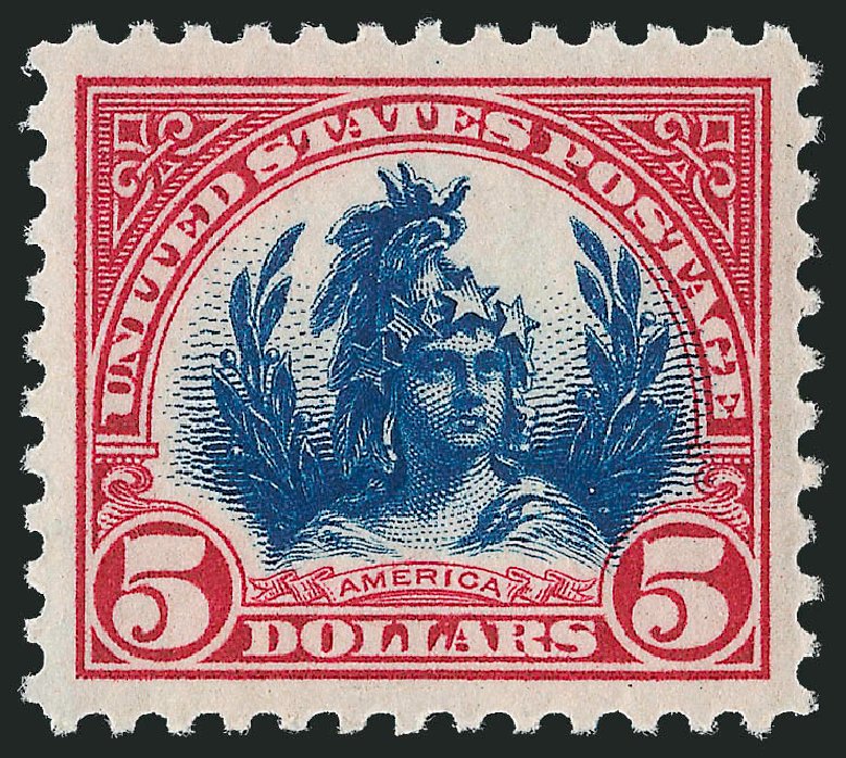 Costs of US Stamp Scott 573 - 1923 US$5.00 Freedom Statue Perf 11. Robert Siegel Auction Galleries, Feb 2015, Sale 1093, Lot 538