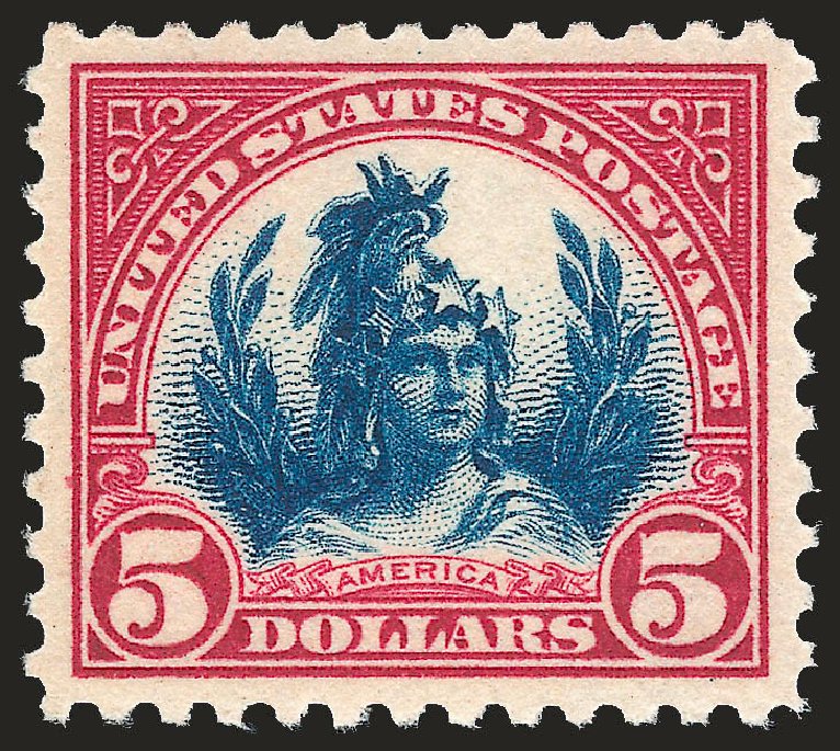 US Stamp Price Scott # 573: 1923 US$5.00 Freedom Statue Perf 11. Robert Siegel Auction Galleries, Apr 2010, Sale 984, Lot 999