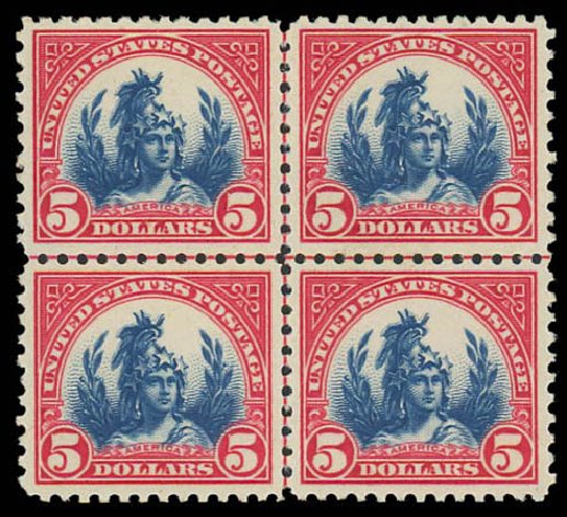 US Stamp Price Scott Cat. 573 - 1923 US$5.00 Freedom Statue Perf 11. Daniel Kelleher Auctions, Oct 2011, Sale 626, Lot 440
