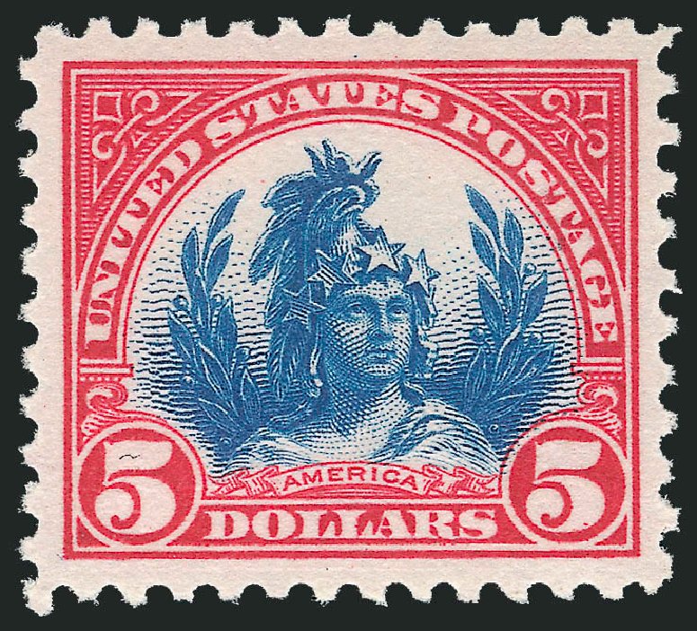 Values of US Stamps Scott Catalog # 573: US$5.00 1923 Freedom Statue Perf 11. Robert Siegel Auction Galleries, Nov 2013, Sale 1061, Lot 4010