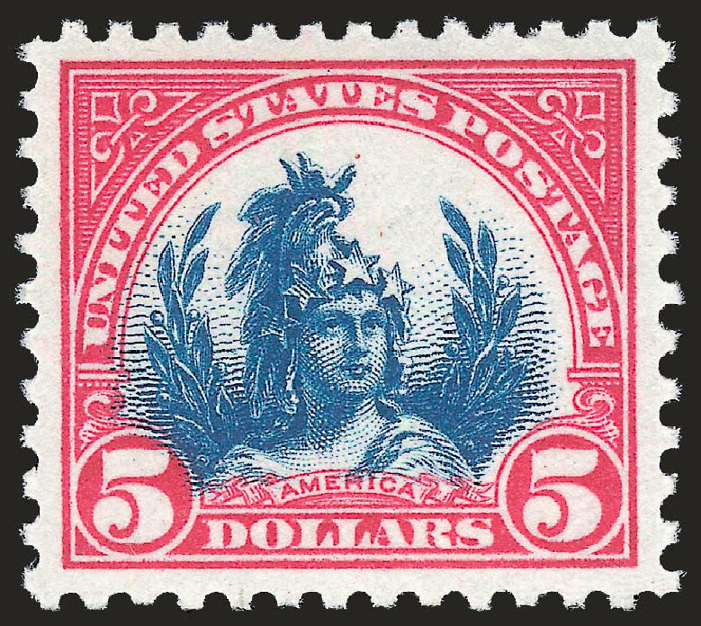 Price of US Stamps Scott Catalog 573: US$5.00 1923 Freedom Statue Perf 11. Robert Siegel Auction Galleries, Jun 2009, Sale 975, Lot 1990