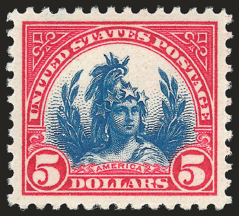 US Stamps Prices Scott Catalogue #573: US$5.00 1923 Freedom Statue Perf 11. Robert Siegel Auction Galleries, Sep 2009, Sale 976, Lot 2160