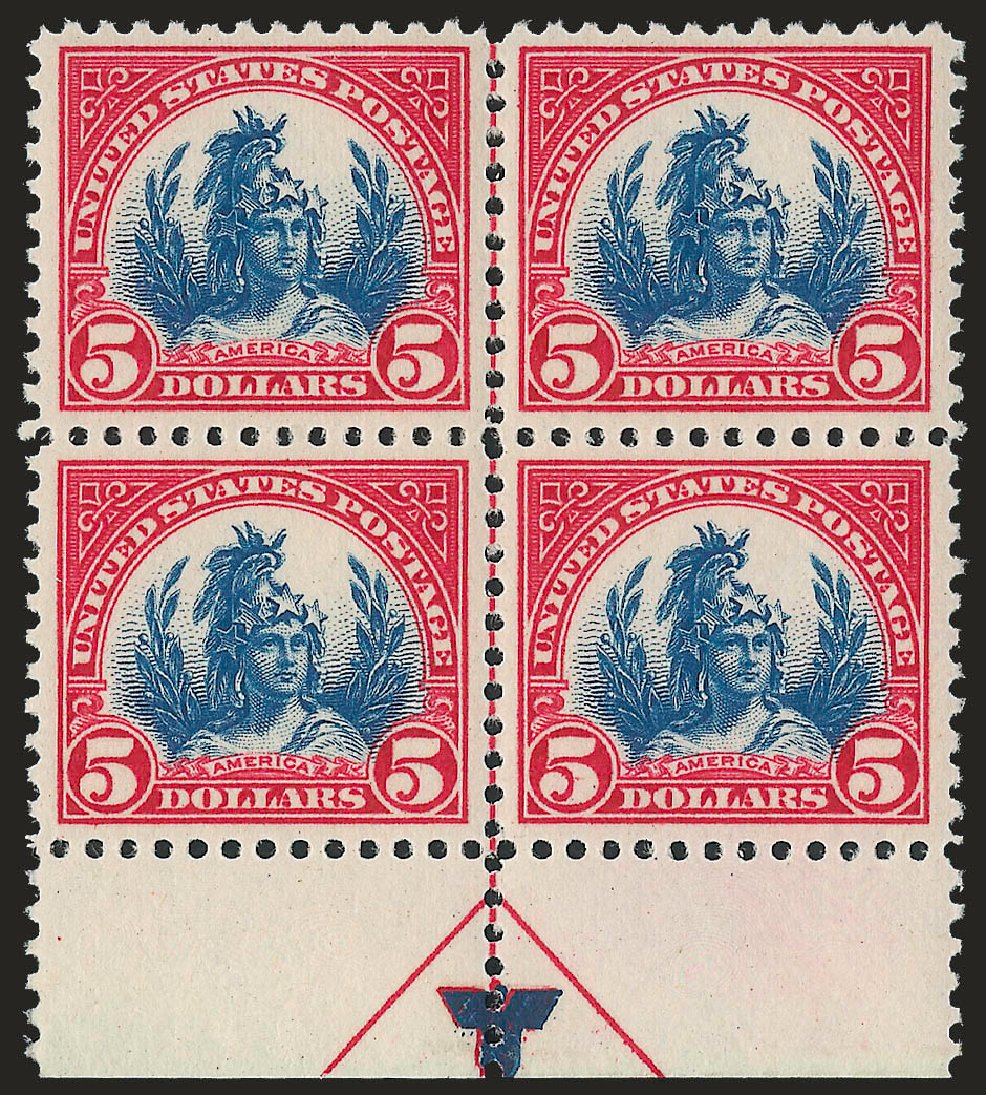 US Stamps Price Scott 573: US$5.00 1923 Freedom Statue Perf 11. Robert Siegel Auction Galleries, Apr 2010, Sale 984, Lot 990