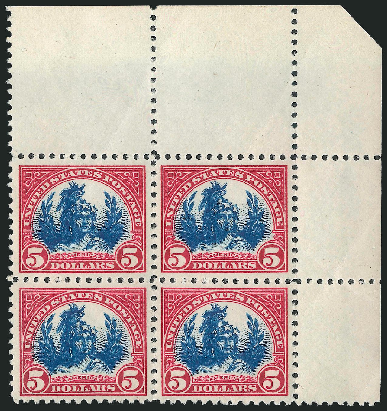 US Stamp Value Scott Catalog #573: 1923 US$5.00 Freedom Statue Perf 11. Robert Siegel Auction Galleries, Oct 2010, Sale 997, Lot 6100
