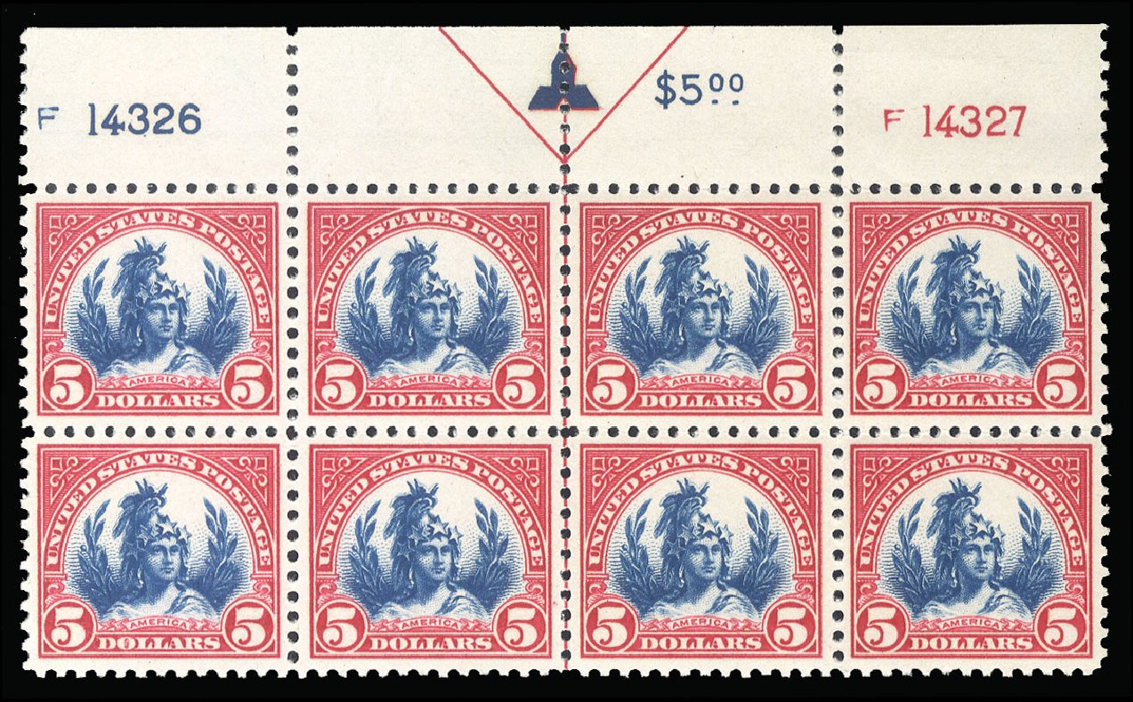 Prices of US Stamp Scott Catalogue # 573 - 1923 US$5.00 Freedom Statue Perf 11. Cherrystone Auctions, Mar 2015, Sale 201503, Lot 61