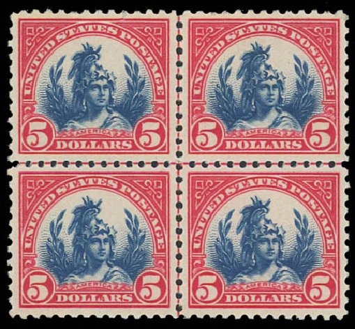 US Stamps Price Scott Catalogue 573: US$5.00 1923 Freedom Statue Perf 11. Daniel Kelleher Auctions, Oct 2011, Sale 626, Lot 441