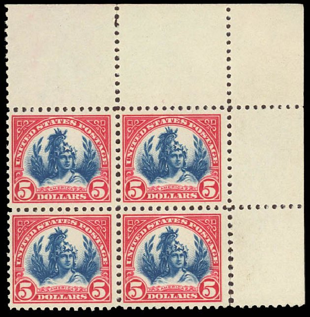 Price of US Stamps Scott Cat. # 573 - 1923 US$5.00 Freedom Statue Perf 11. Daniel Kelleher Auctions, Aug 2012, Sale 631, Lot 1331