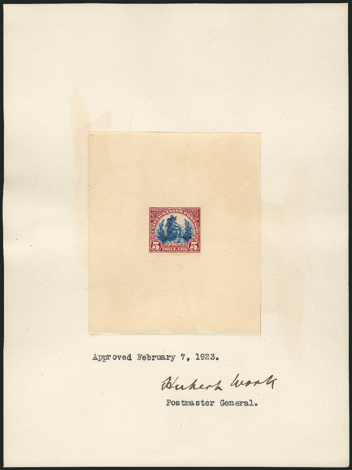 Price of US Stamp Scott #573: US$5.00 1923 Freedom Statue Perf 11. Robert Siegel Auction Galleries, Oct 2014, Sale 1082, Lot 181