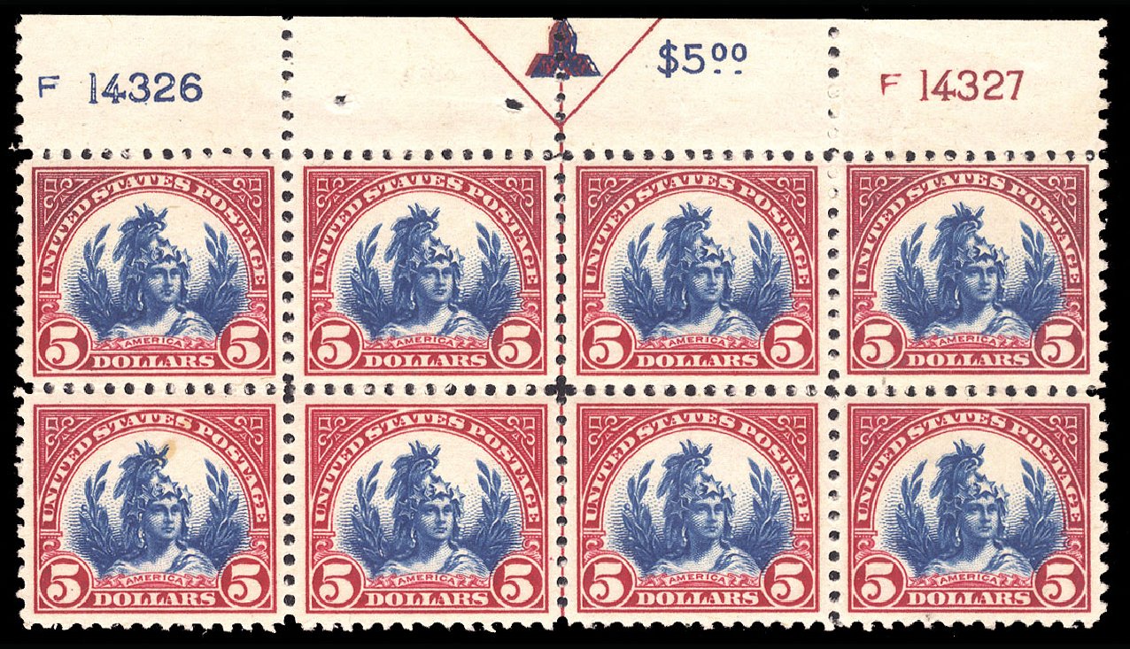 Price of US Stamp Scott Catalogue 573: 1923 US$5.00 Freedom Statue Perf 11. Cherrystone Auctions, Mar 2015, Sale 201503, Lot 64