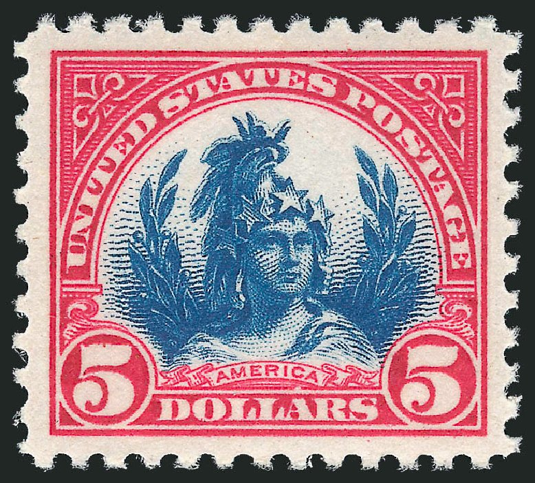 Cost of US Stamps Scott Cat. 573 - US$5.00 1923 Freedom Statue Perf 11. Robert Siegel Auction Galleries, Mar 2011, Sale 1007, Lot 2854