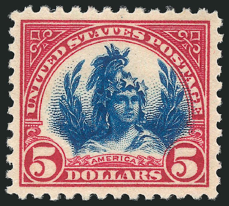 US Stamp Price Scott Catalogue #573: 1923 US$5.00 Freedom Statue Perf 11. Robert Siegel Auction Galleries, Dec 2014, Sale 1090, Lot 1584