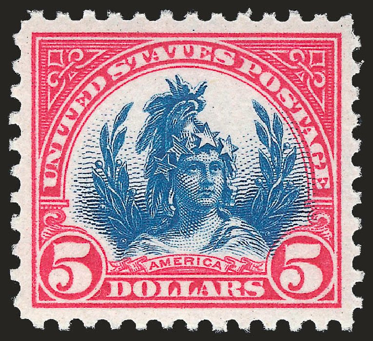 Prices of US Stamp Scott # 573 - 1923 US$5.00 Freedom Statue Perf 11. Robert Siegel Auction Galleries, Apr 2010, Sale 984, Lot 974