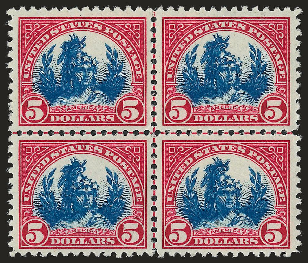 Values of US Stamp Scott #573: US$5.00 1923 Freedom Statue Perf 11. Robert Siegel Auction Galleries, Apr 2010, Sale 984, Lot 984