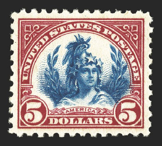 Price of US Stamps Scott Cat. # 573: 1923 US$5.00 Freedom Statue Perf 11. Spink Shreves Galleries, Nov 2012, Sale 141, Lot 194