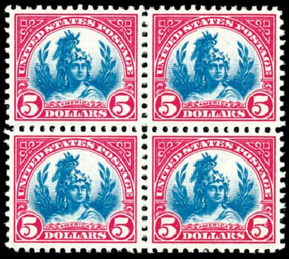 Price of US Stamp Scott Catalogue #573: US$5.00 1923 Freedom Statue Perf 11. Schuyler J. Rumsey Philatelic Auctions, Apr 2015, Sale 60, Lot 2445