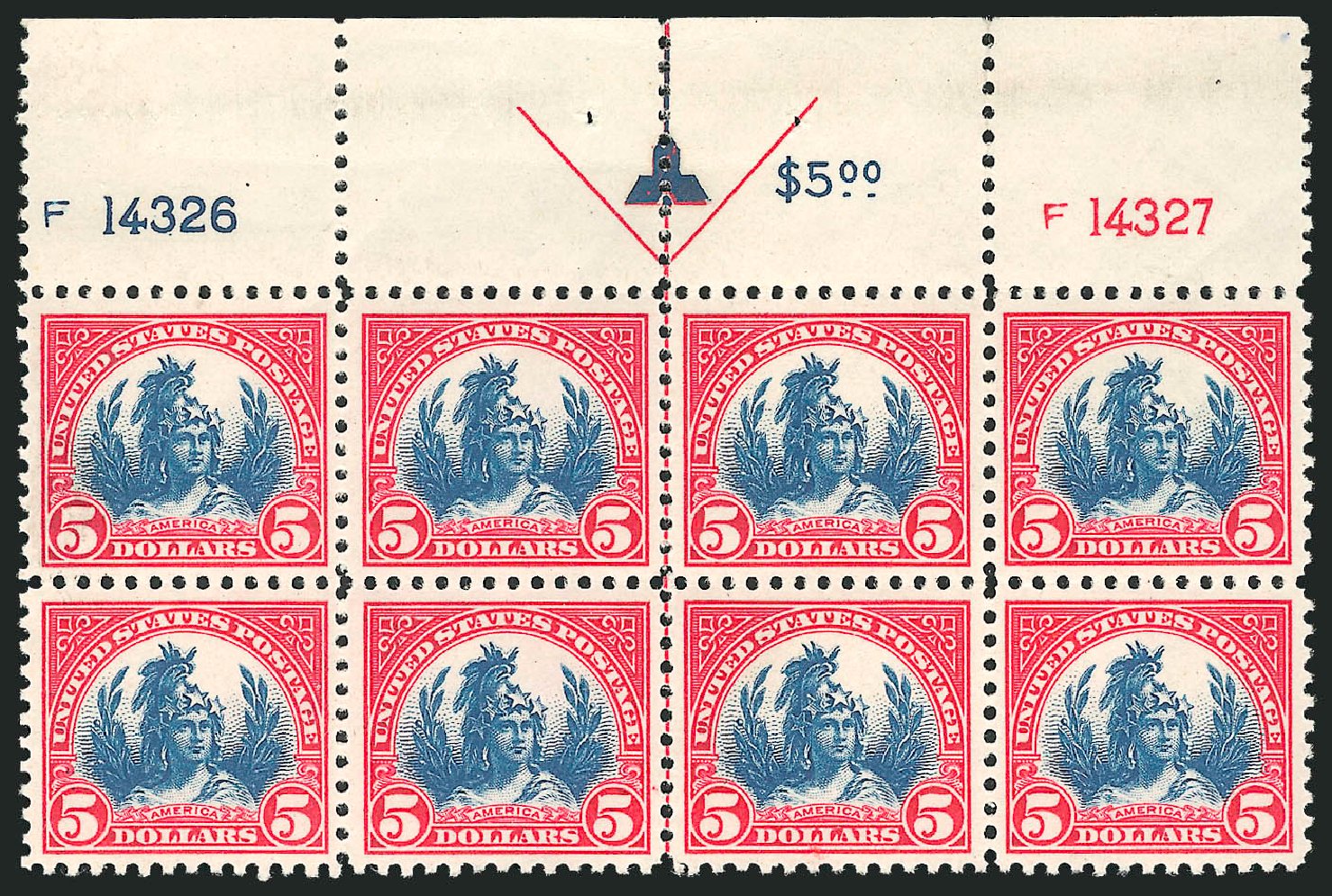Cost of US Stamps Scott Catalogue #573 - 1923 US$5.00 Freedom Statue Perf 11. Robert Siegel Auction Galleries, Jul 2013, Sale 1050, Lot 655