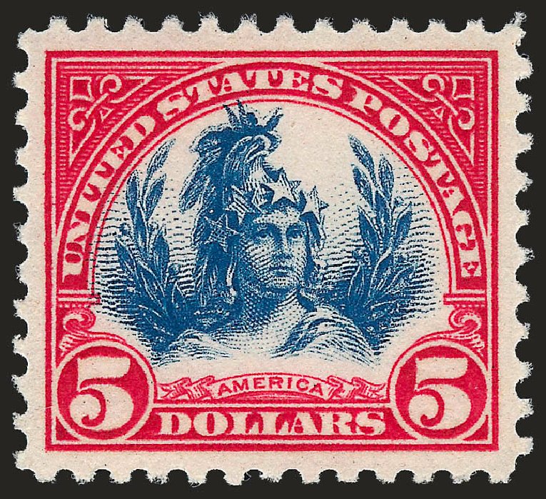 Cost of US Stamps Scott Catalog 573 - 1923 US$5.00 Freedom Statue Perf 11. Robert Siegel Auction Galleries, Sep 2008, Sale 962, Lot 2865