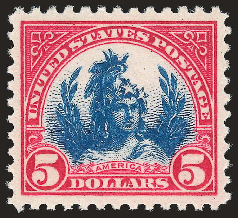 US Stamps Value Scott Catalogue 573 - 1923 US$5.00 Freedom Statue Perf 11. Robert Siegel Auction Galleries, Apr 2010, Sale 984, Lot 975