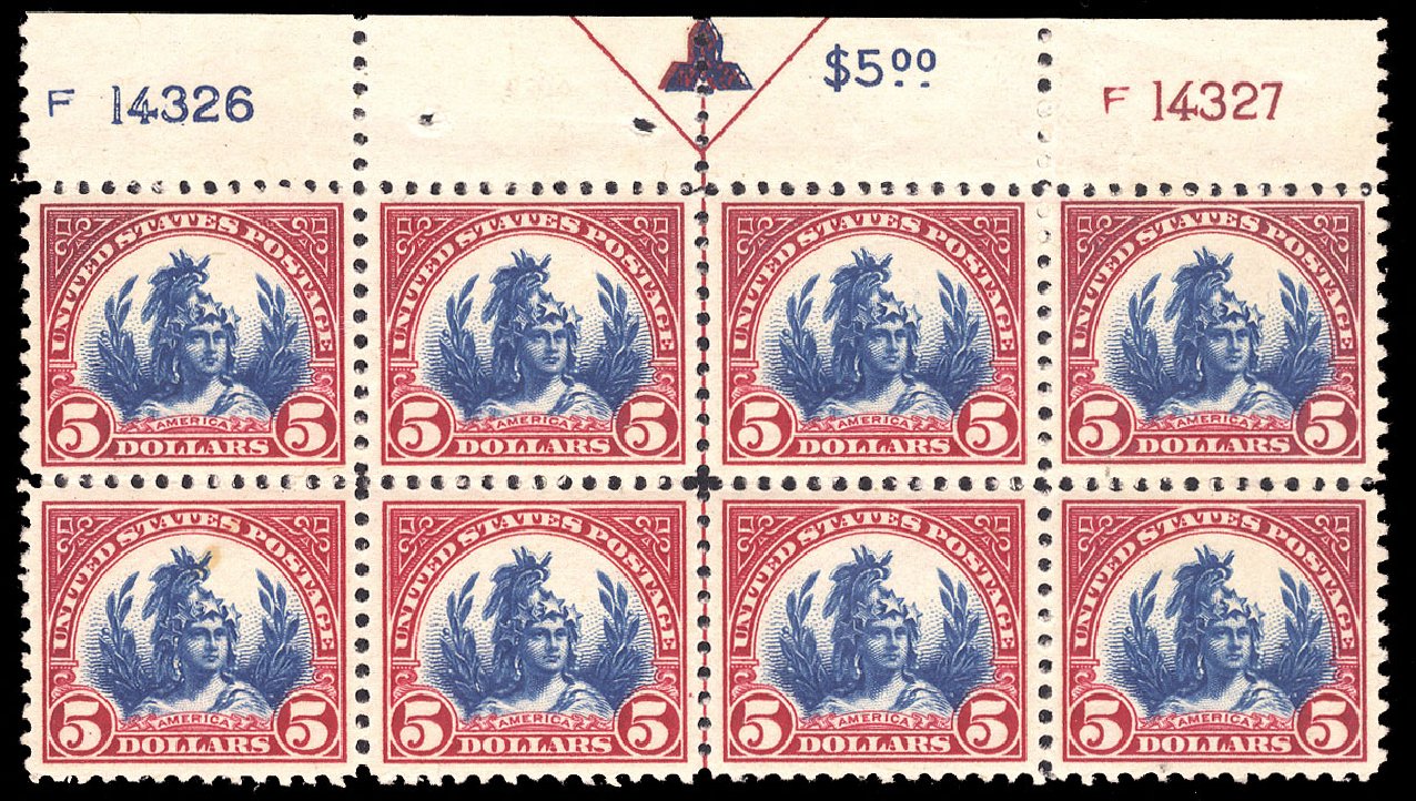 US Stamp Price Scott Cat. #573 - US$5.00 1923 Freedom Statue Perf 11. Cherrystone Auctions, Jan 2013, Sale 201301, Lot 42