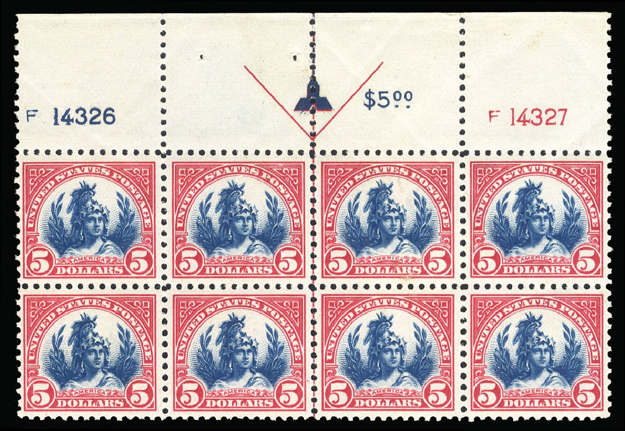 US Stamps Price Scott Cat. #573 - US$5.00 1923 Freedom Statue Perf 11. Cherrystone Auctions, Mar 2015, Sale 201503, Lot 62