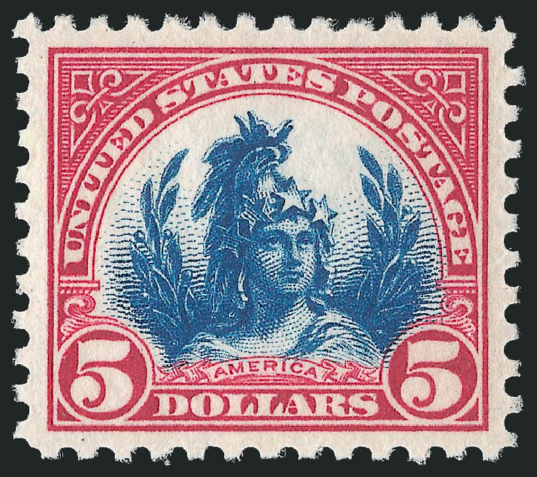 Values of US Stamp Scott Cat. 573 - 1923 US$5.00 Freedom Statue Perf 11. Robert Siegel Auction Galleries, Jun 2009, Sale 975, Lot 1992