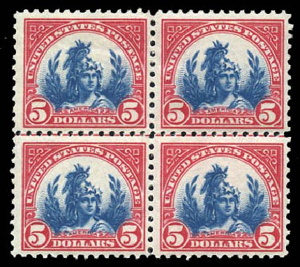 Value of US Stamps Scott Catalog # 573: 1923 US$5.00 Freedom Statue Perf 11. Matthew Bennett International, Mar 2011, Sale 337, Lot 3033