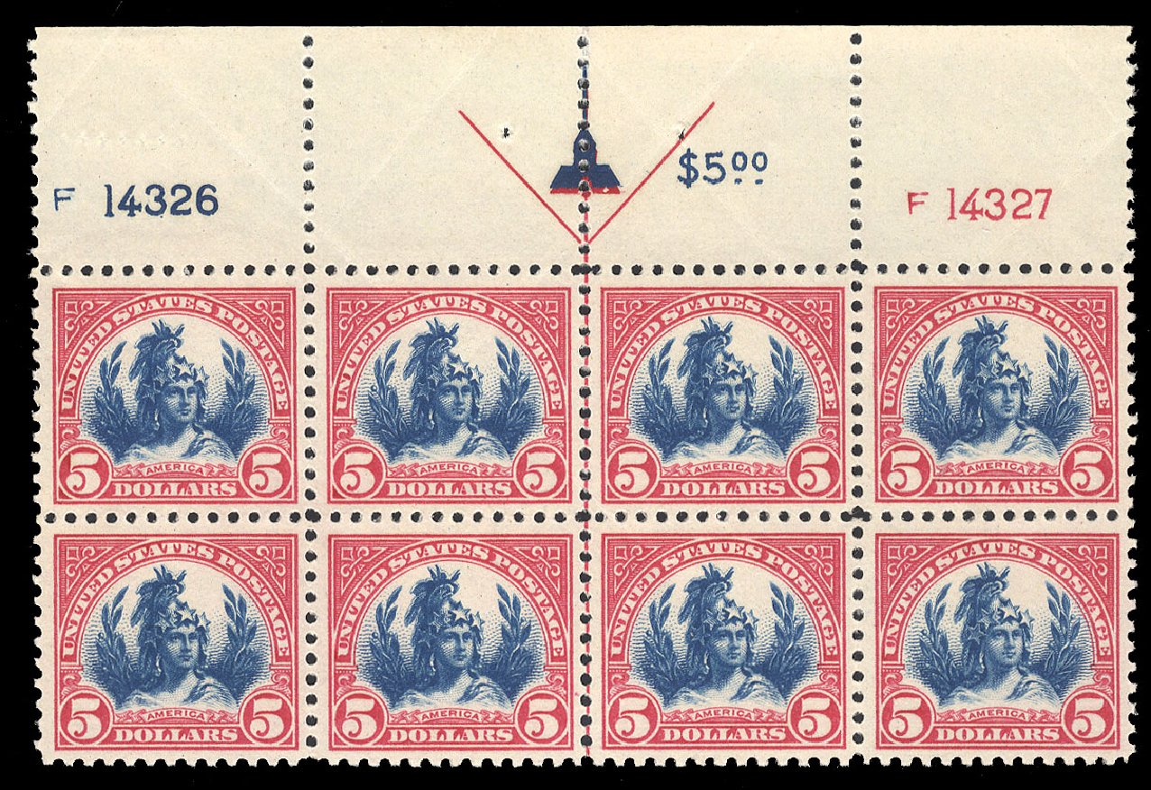US Stamp Price Scott Catalogue # 573: US$5.00 1923 Freedom Statue Perf 11. Cherrystone Auctions, Jun 2010, Sale 201006, Lot 33