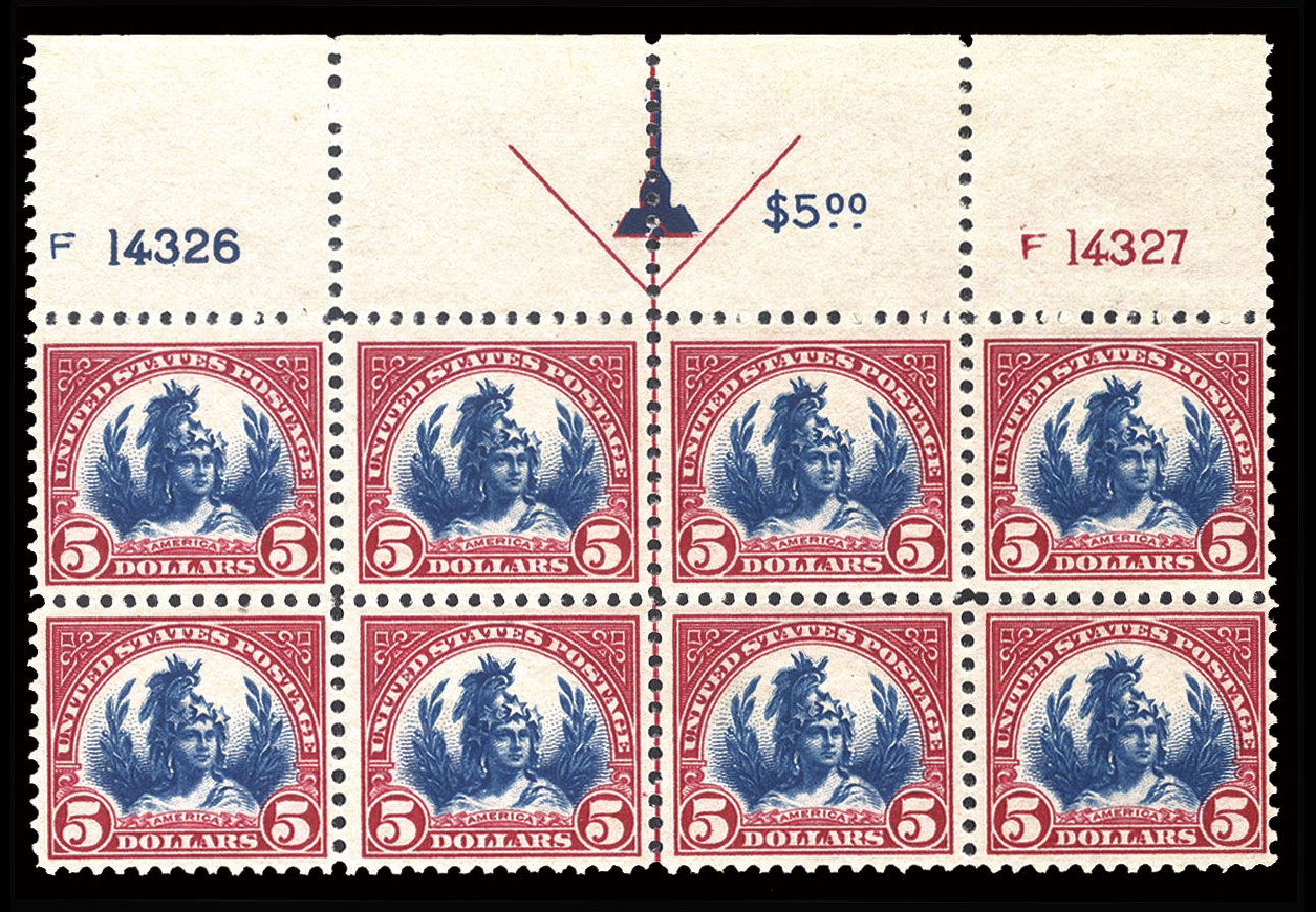 Cost of US Stamps Scott Catalog # 573 - 1923 US$5.00 Freedom Statue Perf 11. Cherrystone Auctions, Apr 2011, Sale 201104, Lot 1033