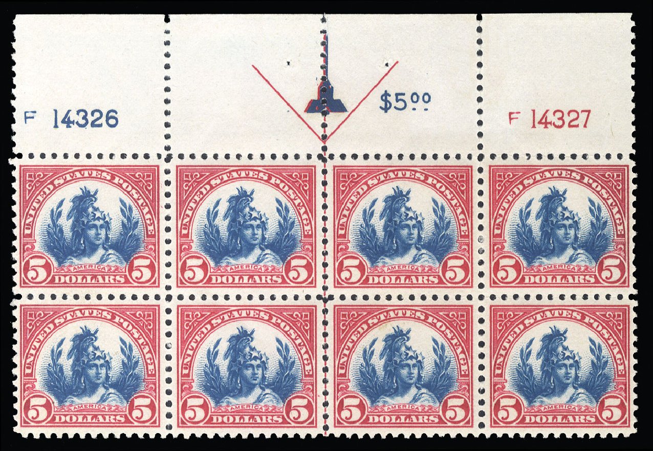 Costs of US Stamps Scott # 573 - US$5.00 1923 Freedom Statue Perf 11. Cherrystone Auctions, Mar 2015, Sale 201503, Lot 63