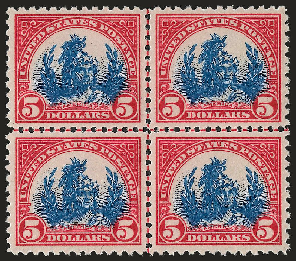 Prices of US Stamp Scott Catalog 573 - US$5.00 1923 Freedom Statue Perf 11. Robert Siegel Auction Galleries, Apr 2010, Sale 984, Lot 983