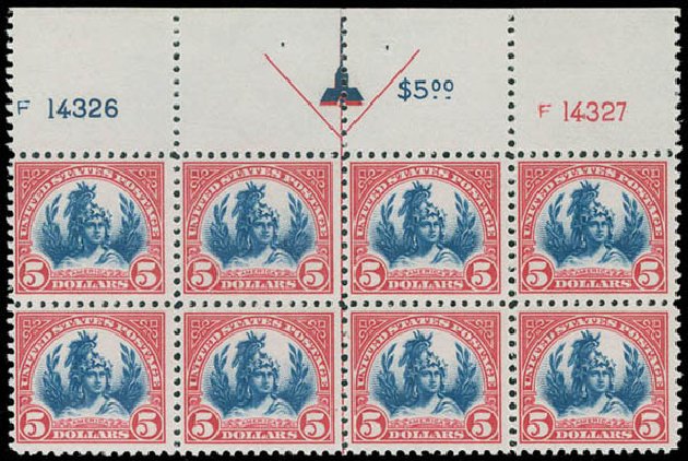 Value of US Stamps Scott Catalog # 573: 1923 US$5.00 Freedom Statue Perf 11. Matthew Bennett International, Jun 2008, Sale 328, Lot 1066