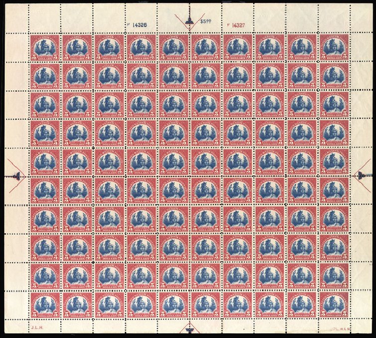 Values of US Stamps Scott #573 - US$5.00 1923 Freedom Statue Perf 11. Cherrystone Auctions, Jun 2011, Sale 201106, Lot 76
