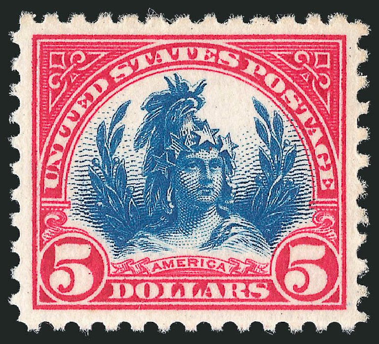 US Stamp Prices Scott Catalogue #573: 1923 US$5.00 Freedom Statue Perf 11. Robert Siegel Auction Galleries, Jun 2011, Sale 1011, Lot 796