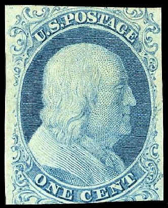 Value of US Stamps Scott Catalog # 5A - 1851 1c Franklin. Matthew Bennett International, May 2008, Sale 327, Lot 10