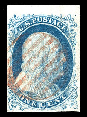 US Stamp Values Scott Cat. #5A: 1c 1851 Franklin. Cherrystone Auctions, Jan 2010, Sale 201001, Lot 15