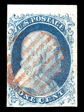 US Stamps Values Scott Catalogue 5A: 1c 1851 Franklin. Cherrystone Auctions, Apr 2012, Sale 201204, Lot 15