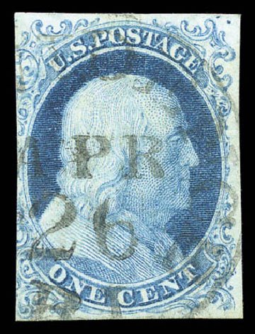 Price of US Stamps Scott 5A - 1851 1c Franklin. Matthew Bennett International, Sep 2010, Sale 331, Lot 322