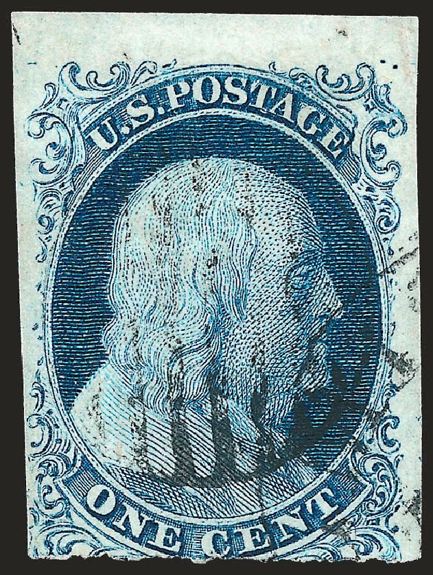US Stamp Value Scott Catalog 5A: 1851 1c Franklin. Robert Siegel Auction Galleries, Sep 2008, Sale 962, Lot 2226