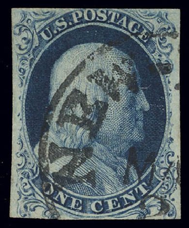 US Stamp Values Scott #6: 1857 1c Franklin. Daniel Kelleher Auctions, Feb 2013, Sale 634, Lot 7