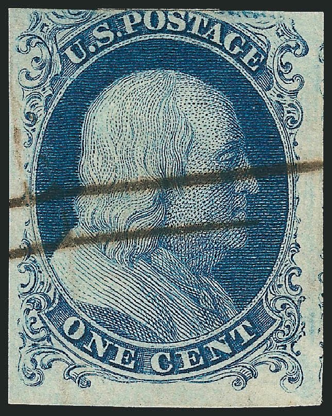 Value of US Stamp Scott Cat. #6: 1857 1c Franklin. Robert Siegel Auction Galleries, Dec 2012, Sale 1037, Lot 1398